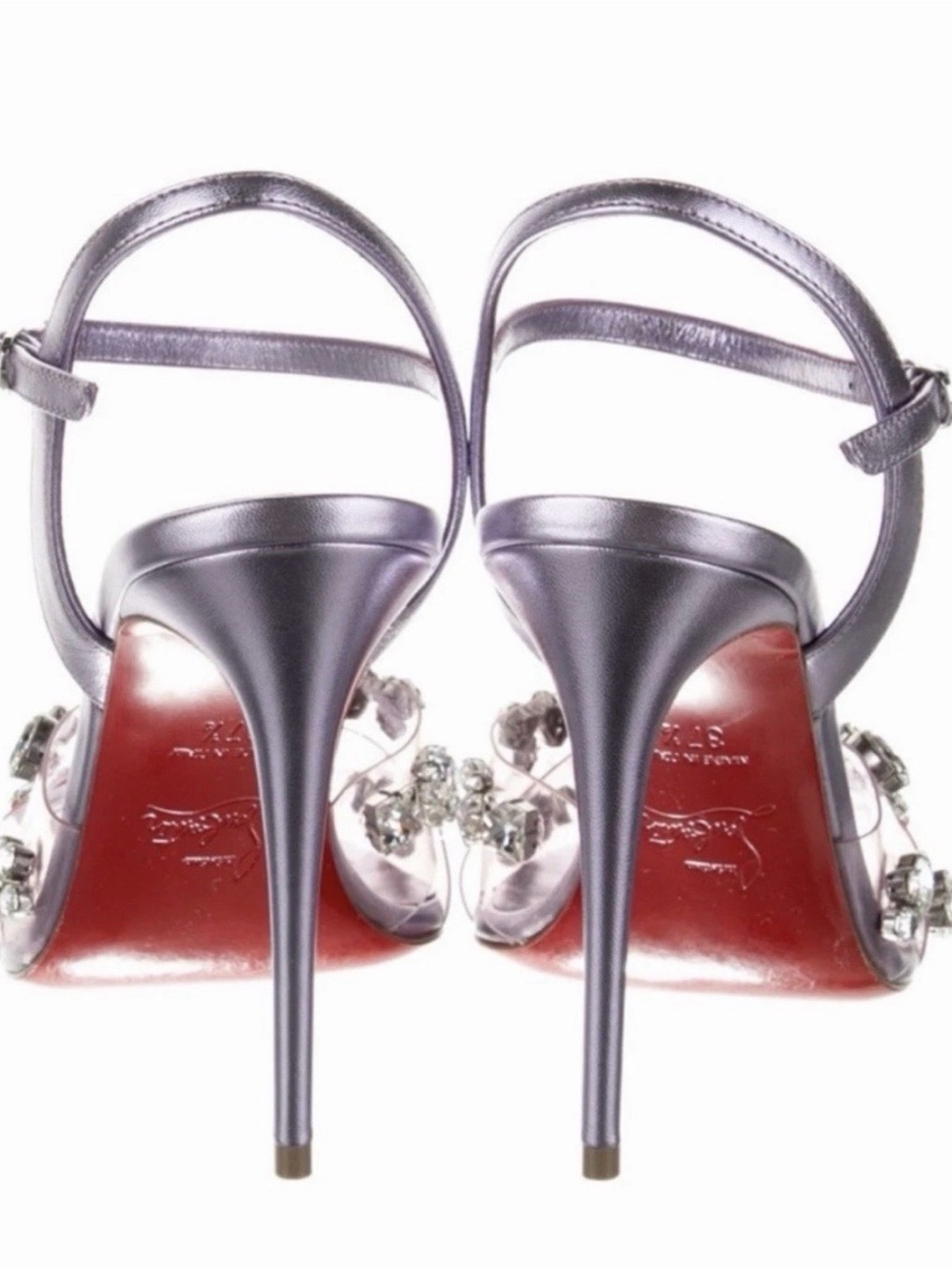 Christian Louboutin Lilac Crystal-Embellished Ankle-Strap Heels - Picture 4 of 9